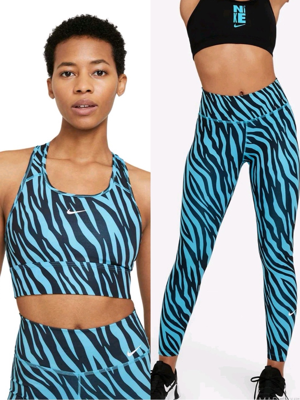 💎RARE SET💎🆕Nike One Icon Clash Zebra Print Sports Bra And Leggings, Size S & M